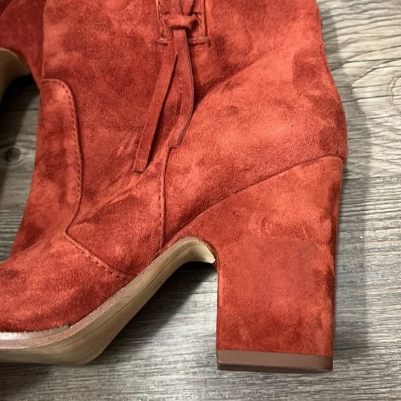 Sam Edelman Niomi Suede Western Booties In Red Paprika Size 6 - Picture 10 of 11